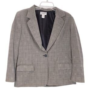 Pendleton Virgin Wool Blazer Single Breasted Check Plaid Gray Womens Size 14P